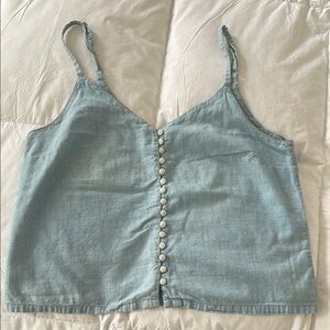 Madewell Blue Buttoned Crop Camisole